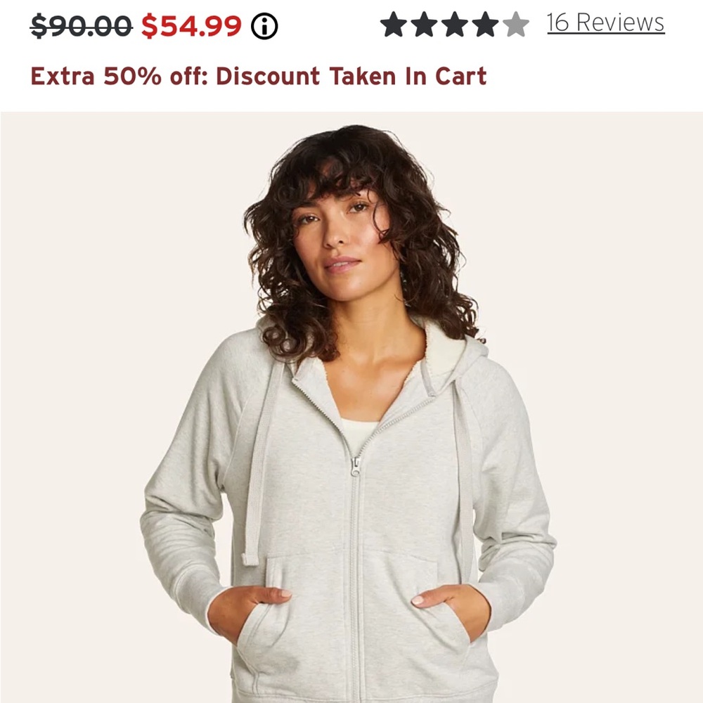 Eddie Bauer Light Heather Gray Fleece-Lined Hoodie